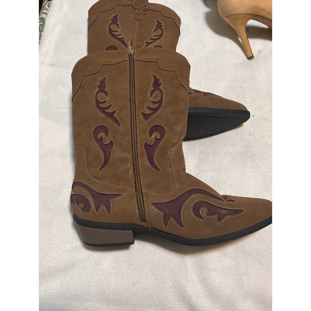 Cato's Brown Fancy Cowgirl Boots Size 9w New